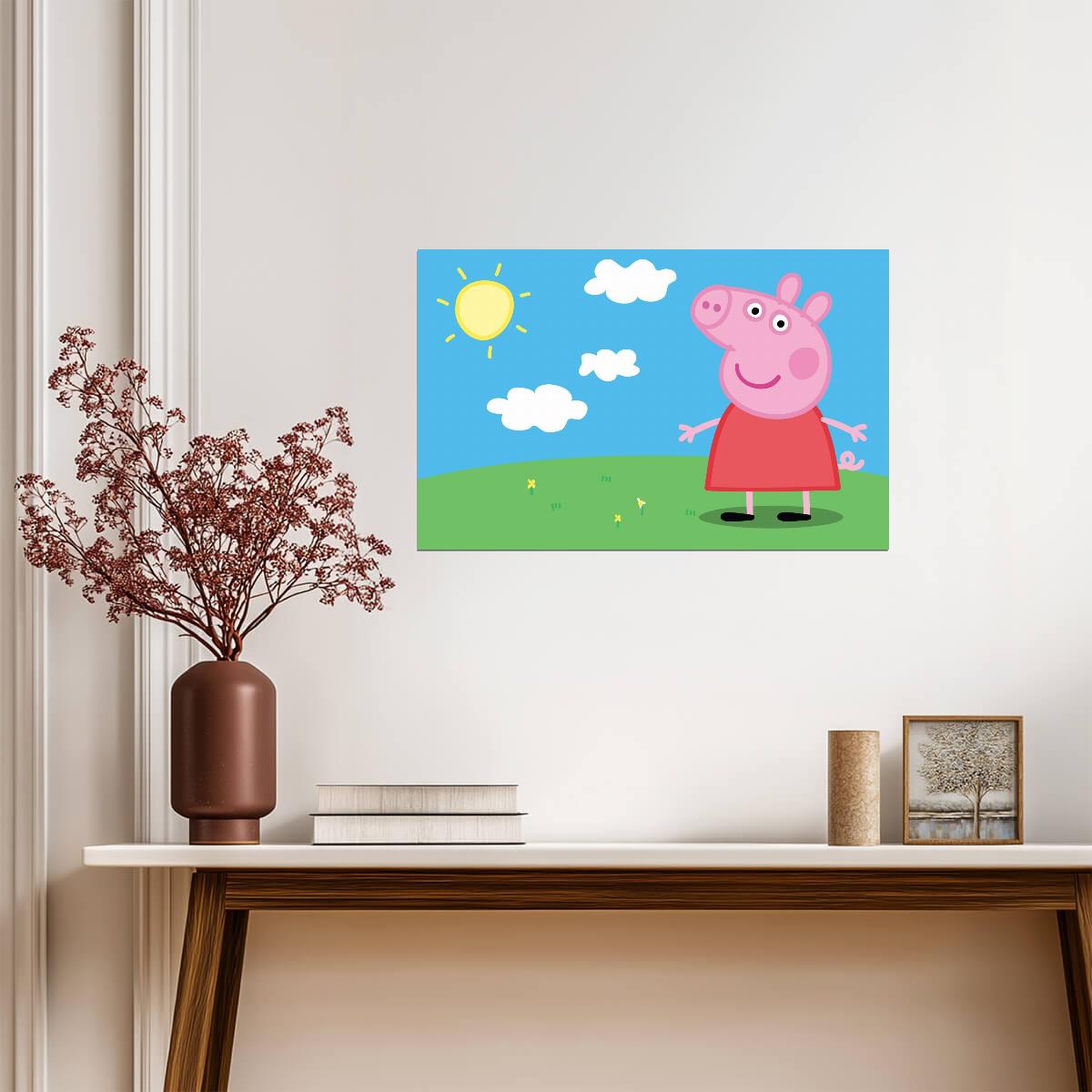 Peppa Pig on a Sunny Day | Nursery Wall Art | Cute Cartoon Poster - Movies & TV Poster