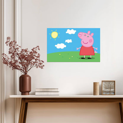 Peppa Pig on a Sunny Day | Nursery Wall Art | Cute Cartoon Poster - Movies & TV Poster
