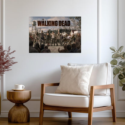 The Walking Dead Survivors Fighting Zombie Horde | Action Scene Poster | TV Show Wall Art - Movies & TV Poster