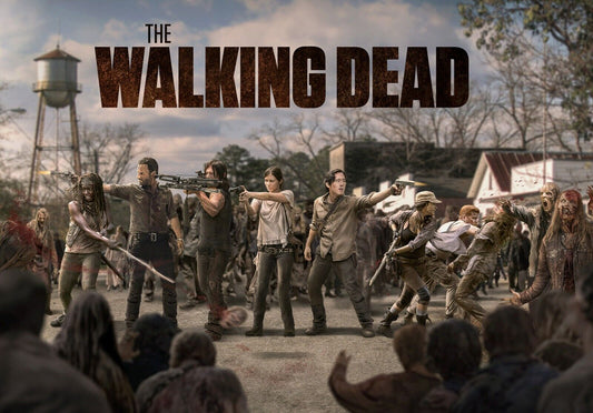 The Walking Dead Survivors Fighting Zombie Horde | Action Scene Poster | TV Show Wall Art - Movies & TV Poster
