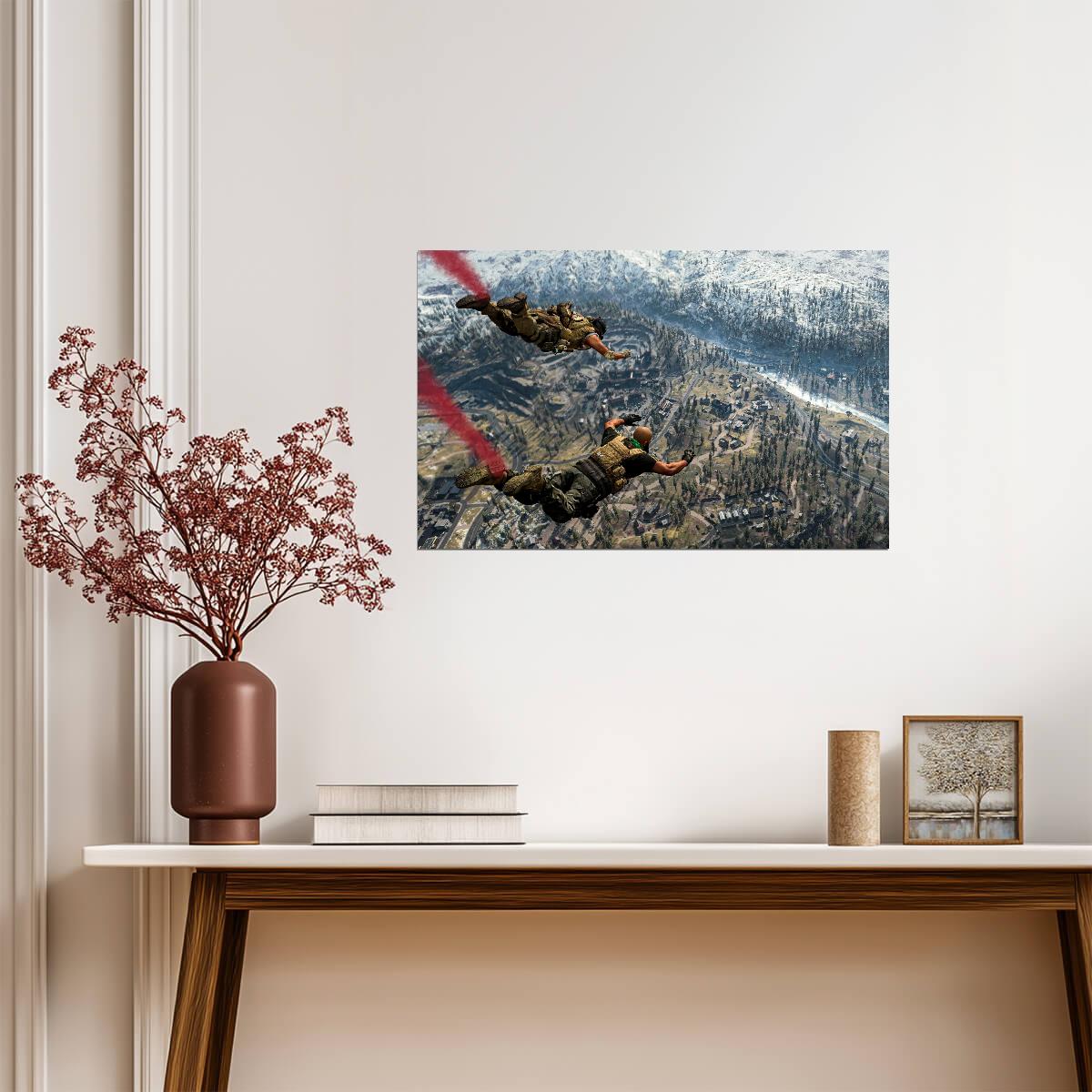 Call of Duty Warzone | Parachuting into Verdansk Poster | Battle Royale Gaming Art - Video Games Poster