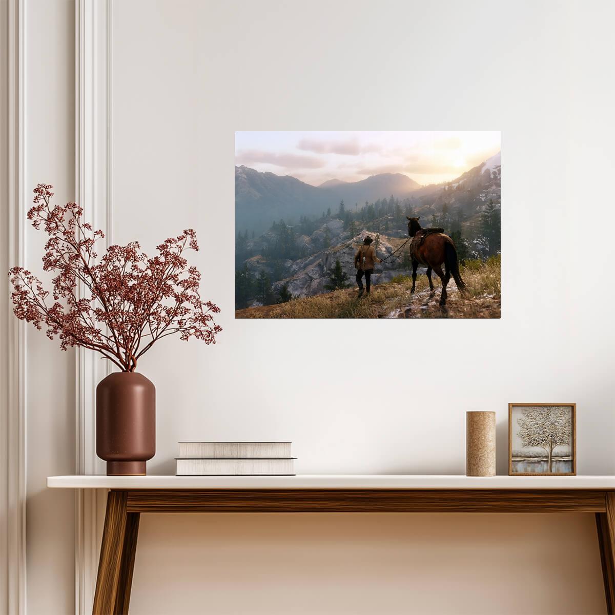 Red Dead Redemption 2 Arthur Morgan | Mountain Landscape Poster | Gamer Gift Wall Art - Video Games Poster