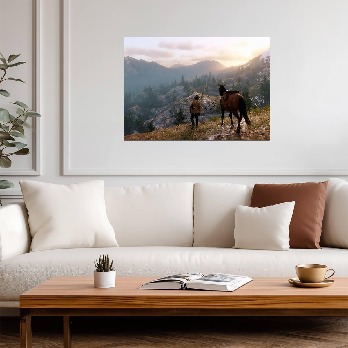 Red Dead Redemption 2 Arthur Morgan | Mountain Landscape Poster | Gamer Gift Wall Art - Video Games Poster