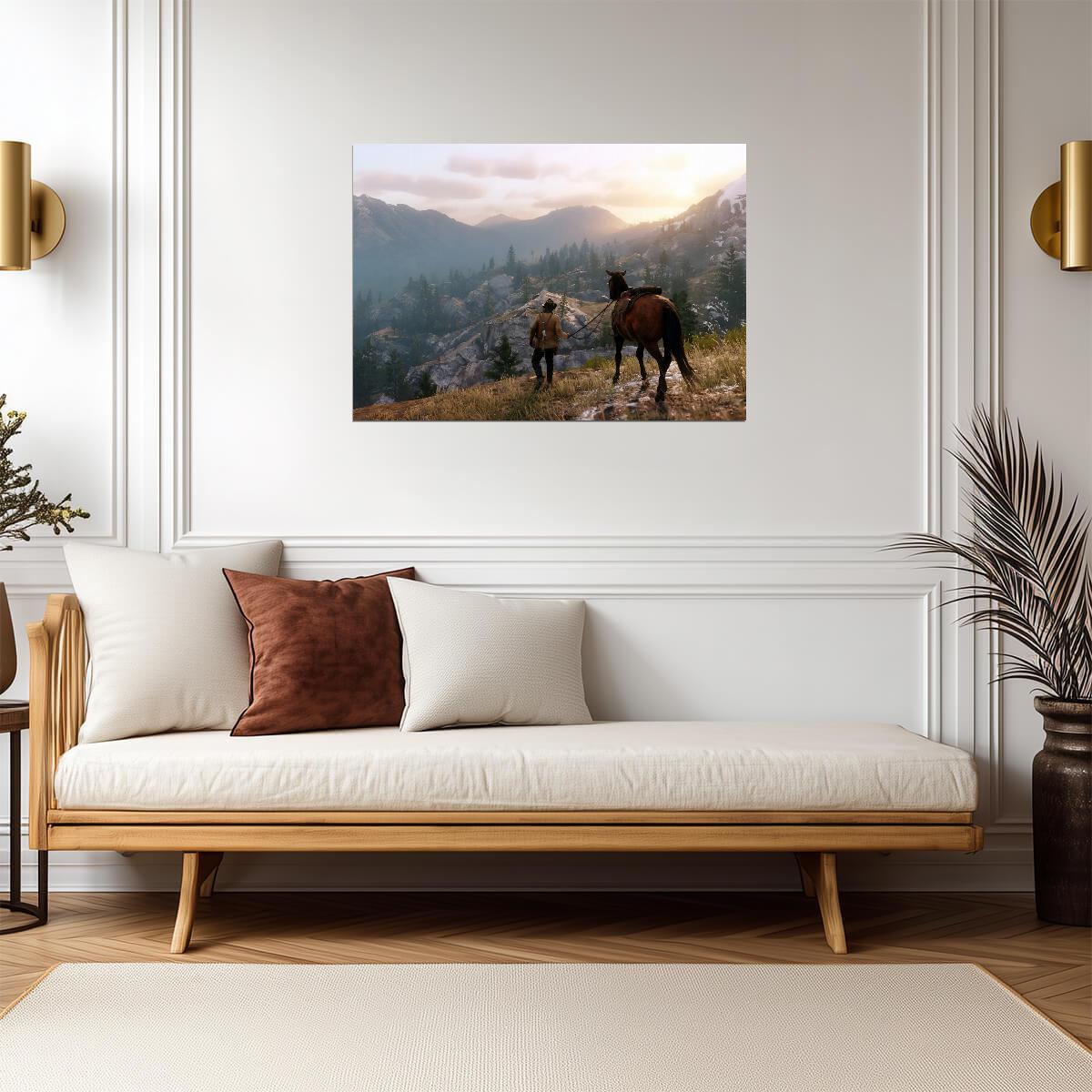 Red Dead Redemption 2 Arthur Morgan | Mountain Landscape Poster | Gamer Gift Wall Art - Video Games Poster