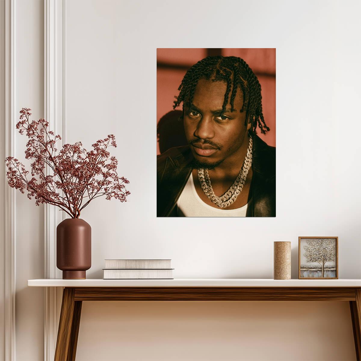 Lil Tjay Close-Up Portrait | Hip Hop Music Poster | Modern Rapper Wall Art - Music Poster