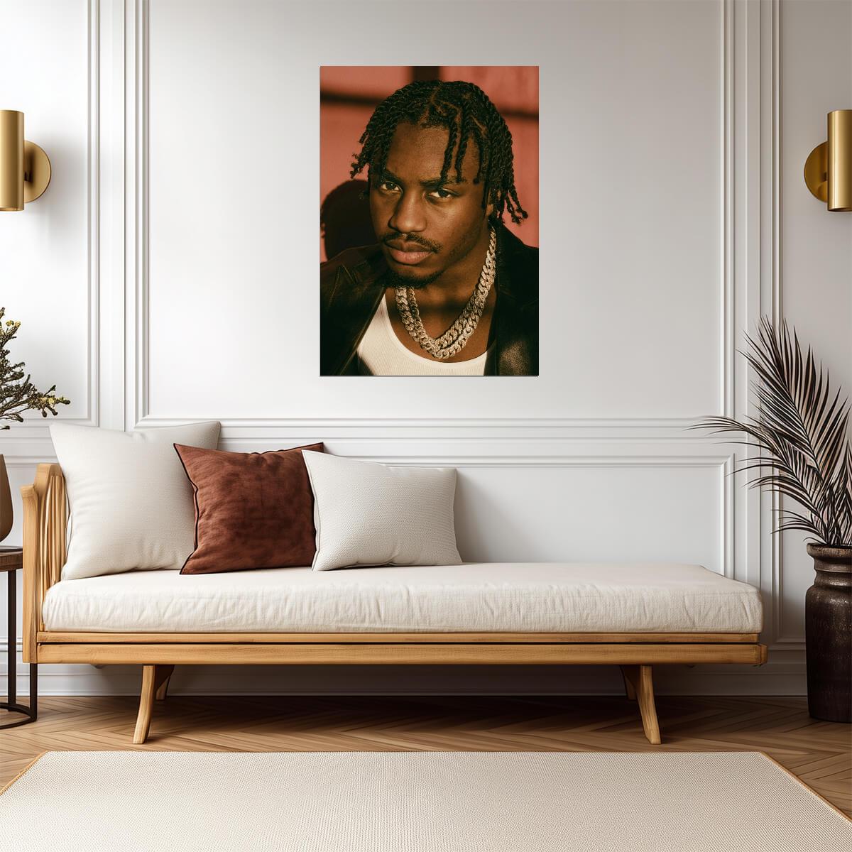 Lil Tjay Close-Up Portrait | Hip Hop Music Poster | Modern Rapper Wall Art - Music Poster