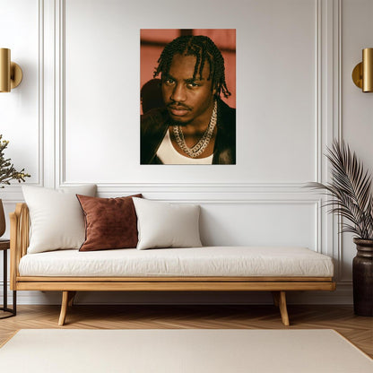 Lil Tjay Close-Up Portrait | Hip Hop Music Poster | Modern Rapper Wall Art - Music Poster