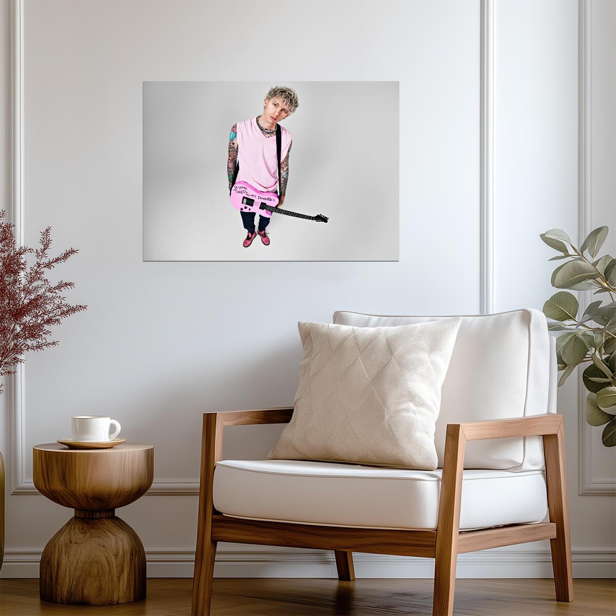 Machine Gun Kelly Tickets to My Downfall | MGK Pink Guitar Photo | Pop Punk Music Poster - Music Poster