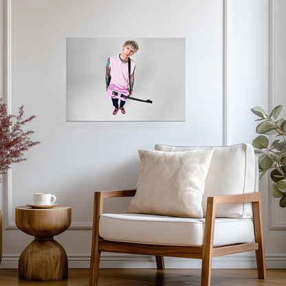 Machine Gun Kelly Tickets to My Downfall | MGK Pink Guitar Photo | Pop Punk Music Poster - Music Poster
