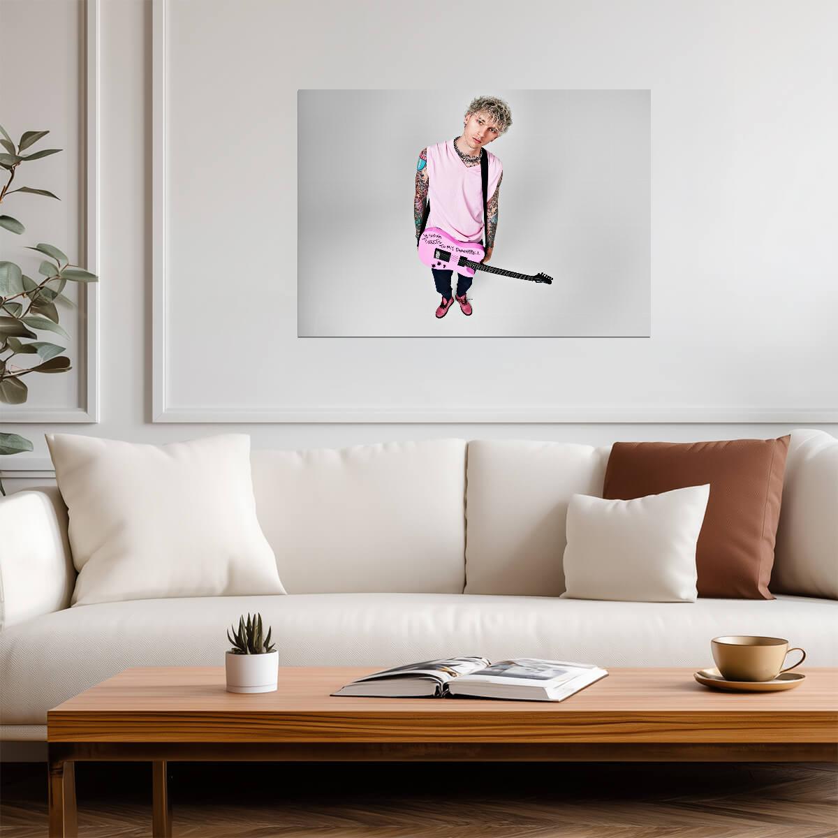 Machine Gun Kelly Tickets to My Downfall | MGK Pink Guitar Photo | Pop Punk Music Poster - Music Poster