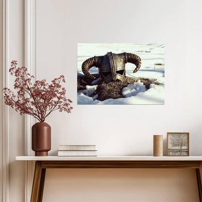 Skyrim Iconic Horned Helmet | Dragonborn Armor Poster | Fantasy Video Game Art - Video Games Poster