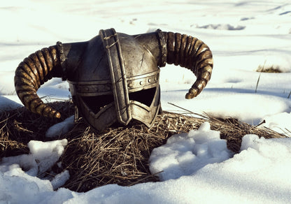 Skyrim Iconic Horned Helmet | Dragonborn Armor Poster | Fantasy Video Game Art - Video Games Poster
