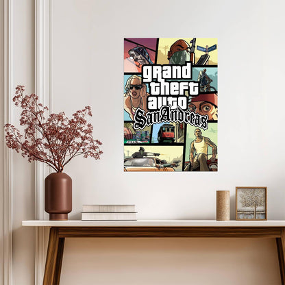 Grand Theft Auto San Andreas | Classic Cover Art Poster | Retro GTA Game Decor - Video Games Poster