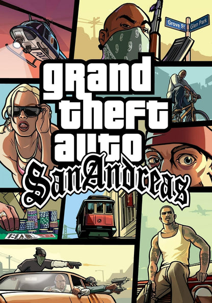 Grand Theft Auto San Andreas | Classic Cover Art Poster | Retro GTA Game Decor - Video Games Poster