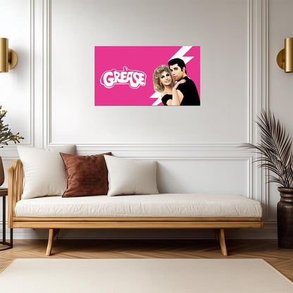 Grease John Travolta & Olivia Newton-John | Classic Musical Movie Poster | 1970s Film Art - Movies & TV Poster