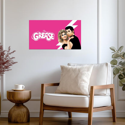 Grease John Travolta & Olivia Newton-John | Classic Musical Movie Poster | 1970s Film Art - Movies & TV Poster