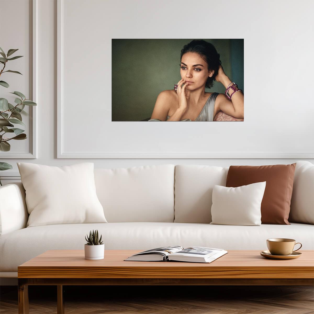 Mila Kunis Pensive Portrait | Modern Celebrity Poster | Elegant Photoshoot Print - Celebrities Poster