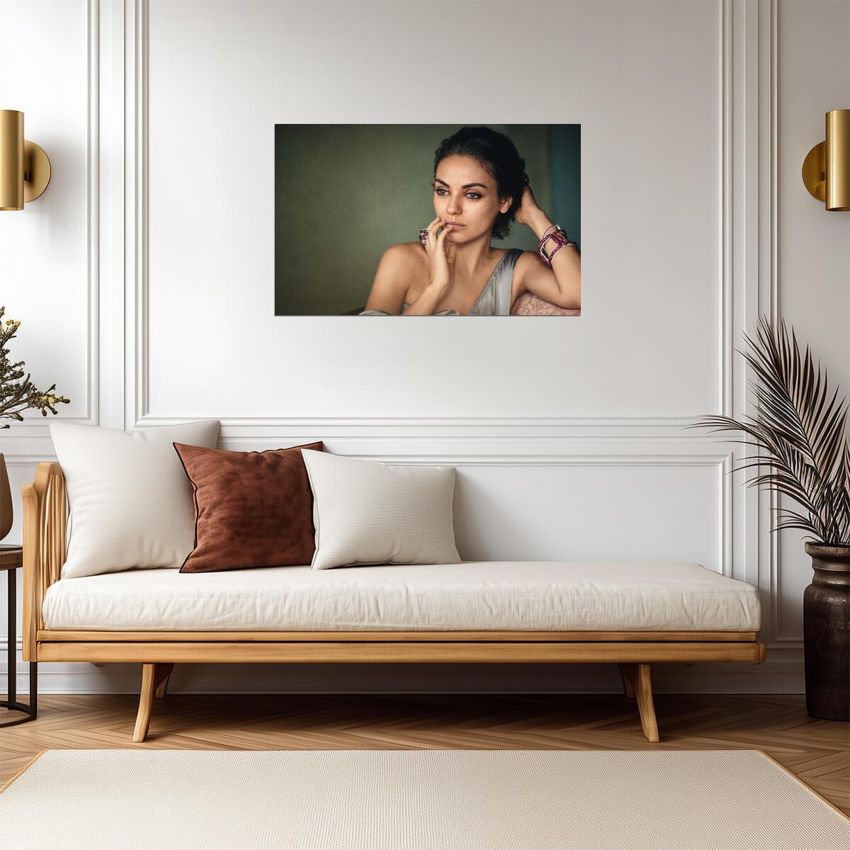 Mila Kunis Pensive Portrait | Modern Celebrity Poster | Elegant Photoshoot Print - Celebrities Poster