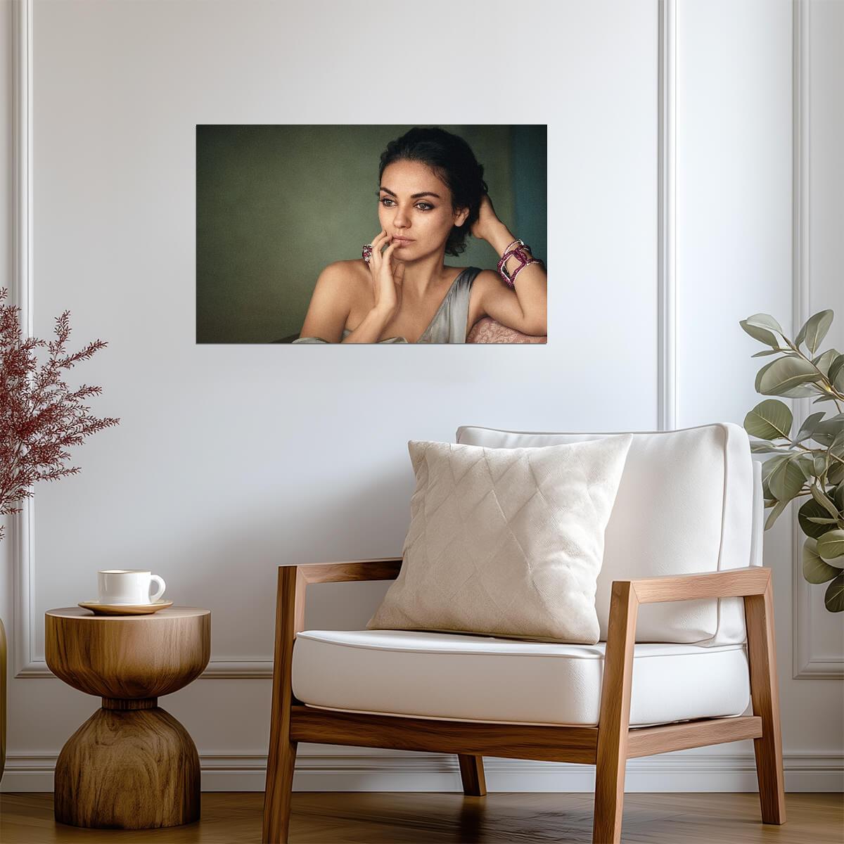 Mila Kunis Pensive Portrait | Modern Celebrity Poster | Elegant Photoshoot Print - Celebrities Poster