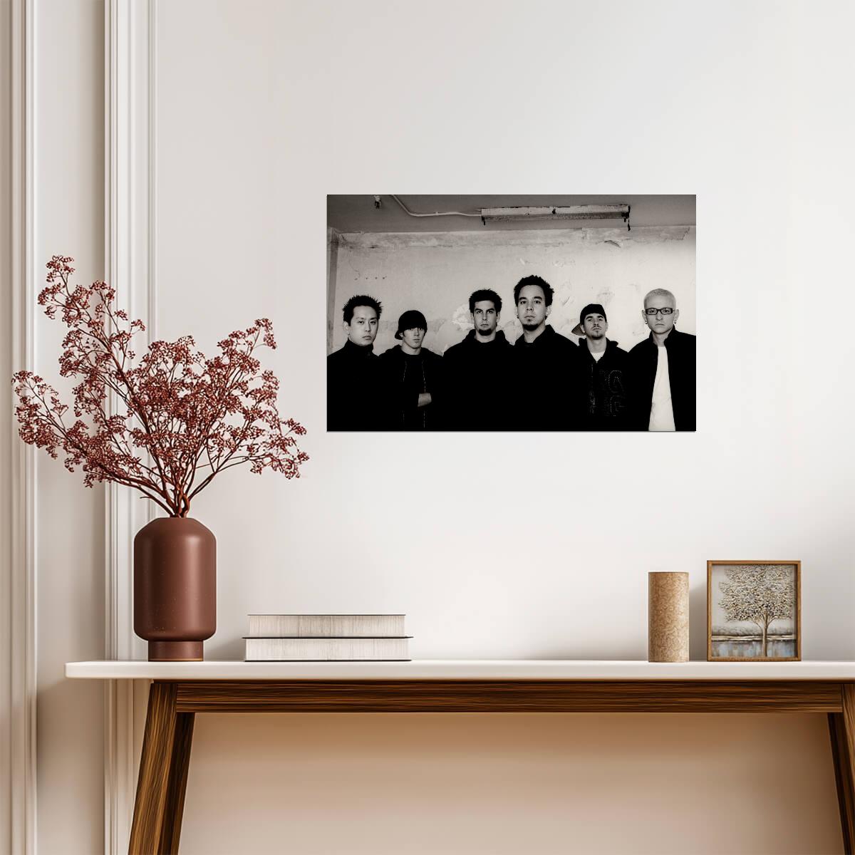 Linkin Park Band Photo | Black and White Music Poster | Nu Metal Rock Wall Art - Music Poster