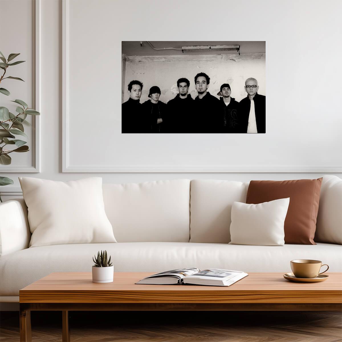 Linkin Park Band Photo | Black and White Music Poster | Nu Metal Rock Wall Art - Music Poster