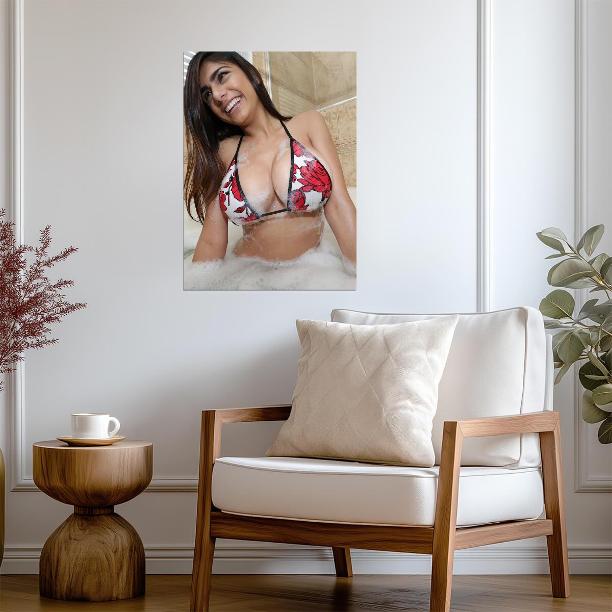Mia Khalifa in Bubble Bath | Modern Celebrity Print | Sexy Bikini Poster - Celebrities Poster