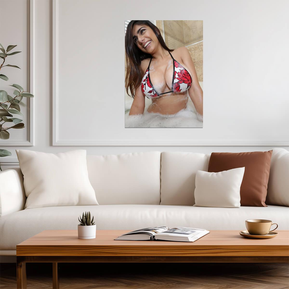 Mia Khalifa in Bubble Bath | Modern Celebrity Print | Sexy Bikini Poster - Celebrities Poster