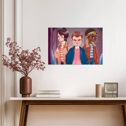 Stranger Things Eleven Mike & Lucas | Cartoon Style TV Show Poster | Sci-Fi Fan Art - Movies & TV Poster