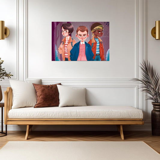 Stranger Things Eleven Mike & Lucas | Cartoon Style TV Show Poster | Sci-Fi Fan Art - Movies & TV Poster