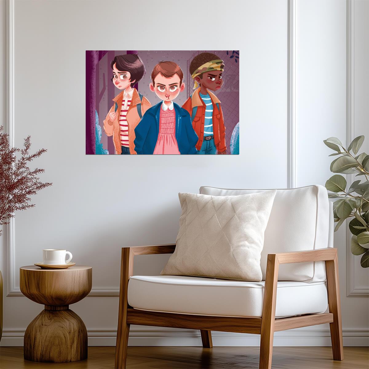 Stranger Things Eleven Mike & Lucas | Cartoon Style TV Show Poster | Sci-Fi Fan Art - Movies & TV Poster