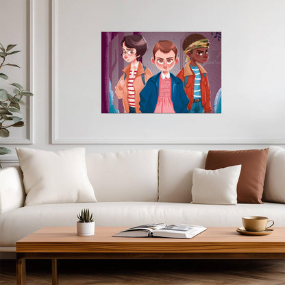 Stranger Things Eleven Mike & Lucas | Cartoon Style TV Show Poster | Sci-Fi Fan Art - Movies & TV Poster