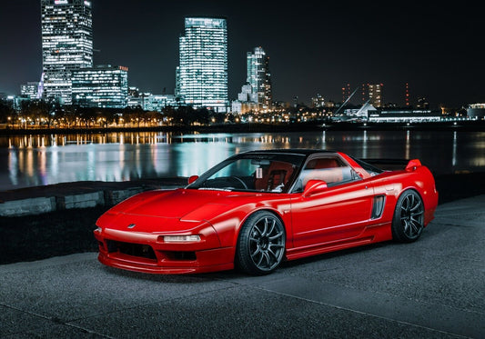 Honda NSX 1st Gen (NA1) | Custom JDM Supercar Poster | Red Sports Car at Night - Cars Poster