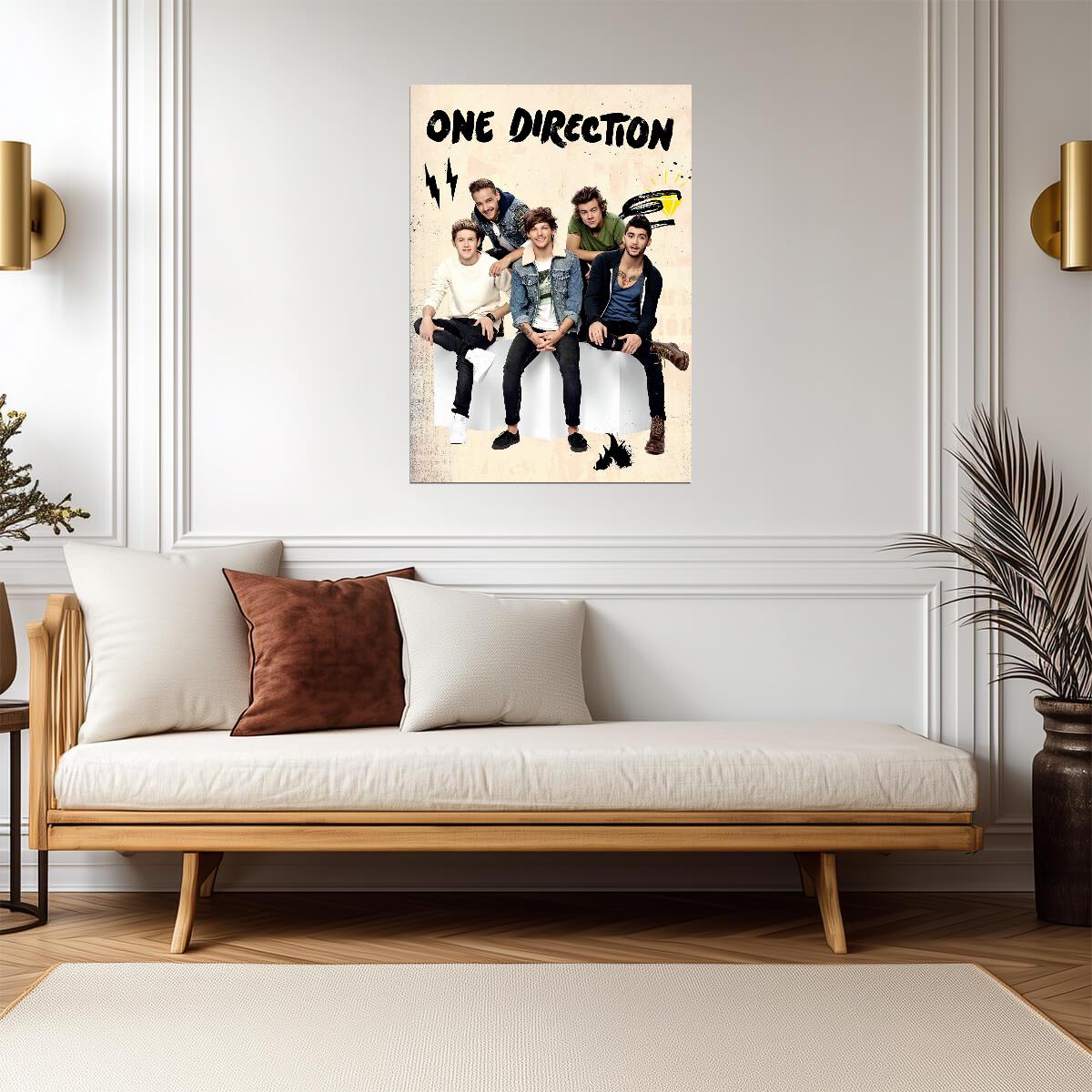 One Direction Graphic Style Promo Art | Full Band Music Poster | Modern Pop Group Print - Music Poster