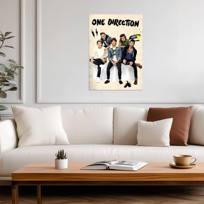 One Direction Graphic Style Promo Art | Full Band Music Poster | Modern Pop Group Print - Music Poster