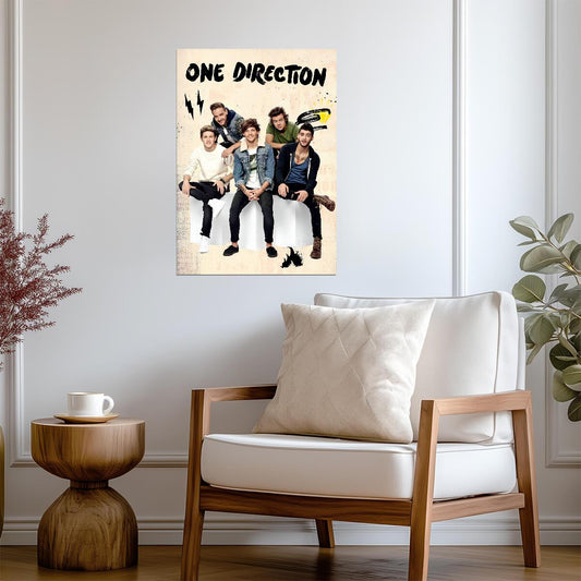 One Direction Graphic Style Promo Art | Full Band Music Poster | Modern Pop Group Print - Music Poster