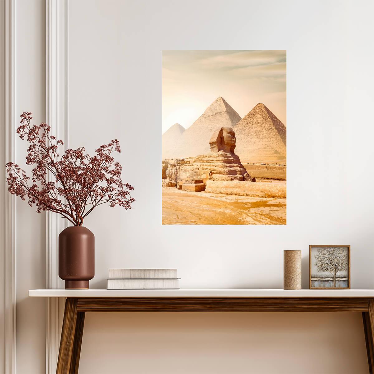Great Sphinx and Pyramids of Giza | Egypt Travel Photography Poster | Ancient Landmark Wall Art - Photography Poster