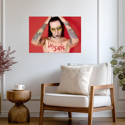 Marilyn Manson 'Unsafe' Portrait | Rock Music Poster | Shock Rock Wall Art - Music Poster