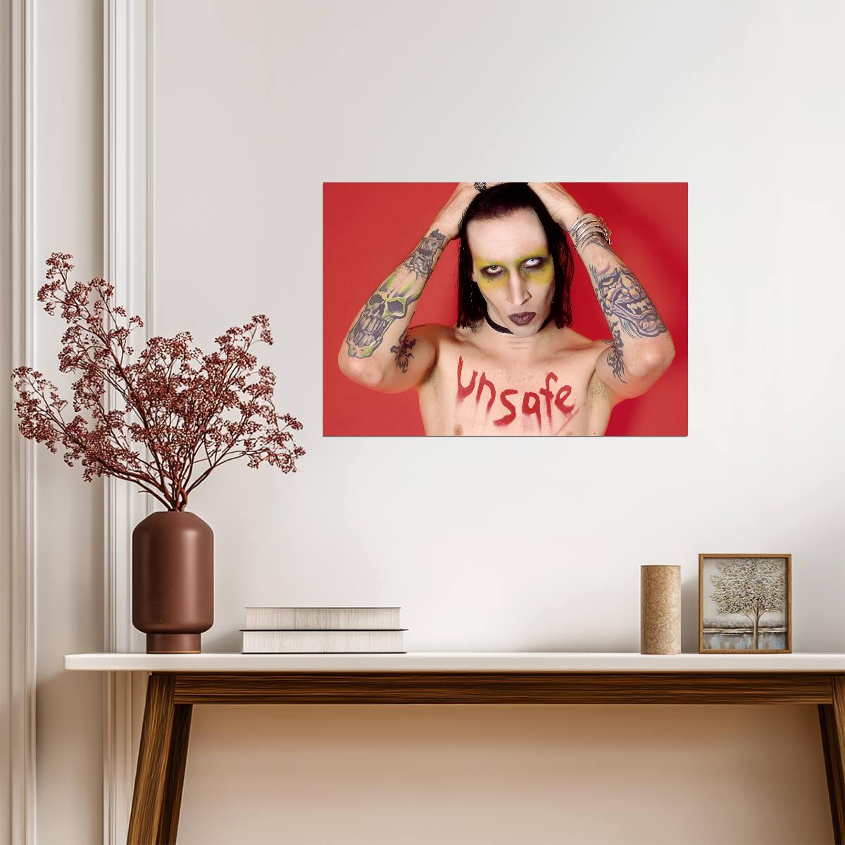 Marilyn Manson 'Unsafe' Portrait | Rock Music Poster | Shock Rock Wall Art - Music Poster