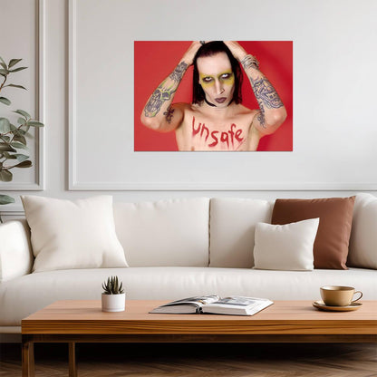 Marilyn Manson 'Unsafe' Portrait | Rock Music Poster | Shock Rock Wall Art - Music Poster