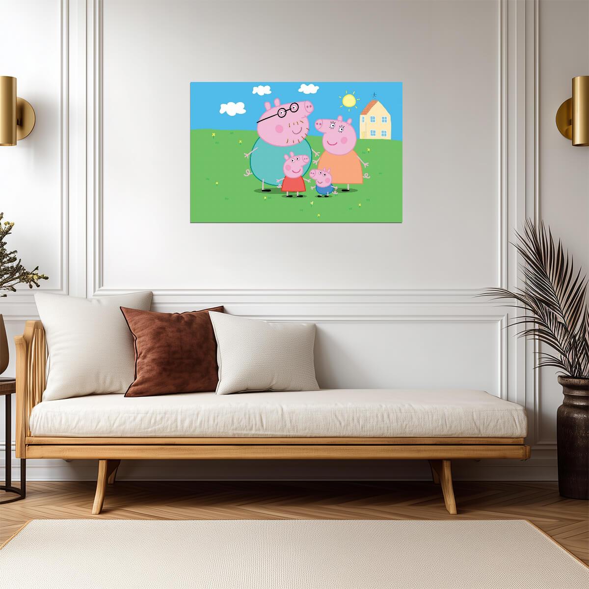 Peppa Pig Family Portrait | Kids Cartoon TV Show Poster | Nursery Wall Decor - Movies & TV Poster