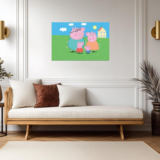 Peppa Pig Family Portrait | Kids Cartoon TV Show Poster | Nursery Wall Decor - Movies & TV Poster