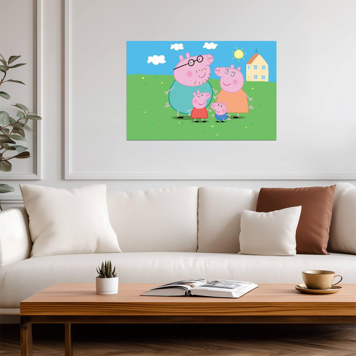 Peppa Pig Family Portrait | Kids Cartoon TV Show Poster | Nursery Wall Decor - Movies & TV Poster