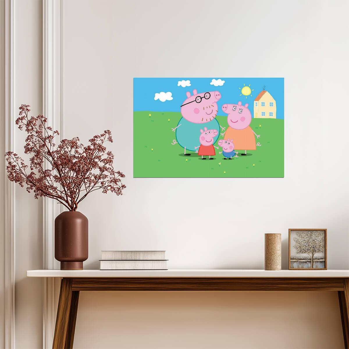 Peppa Pig Family Portrait | Kids Cartoon TV Show Poster | Nursery Wall Decor - Movies & TV Poster