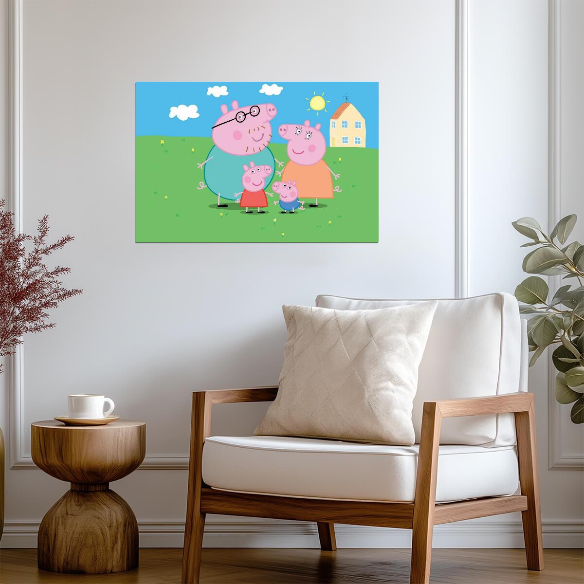 Peppa Pig Family Portrait | Kids Cartoon TV Show Poster | Nursery Wall Decor - Movies & TV Poster