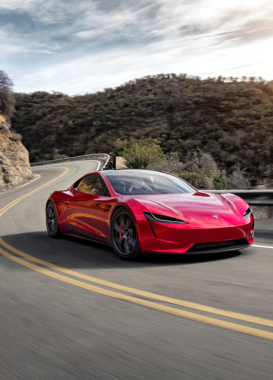 Tesla Roadster Gen 2 | Red Electric Supercar Poster | Automotive Photography Print - Cars Poster