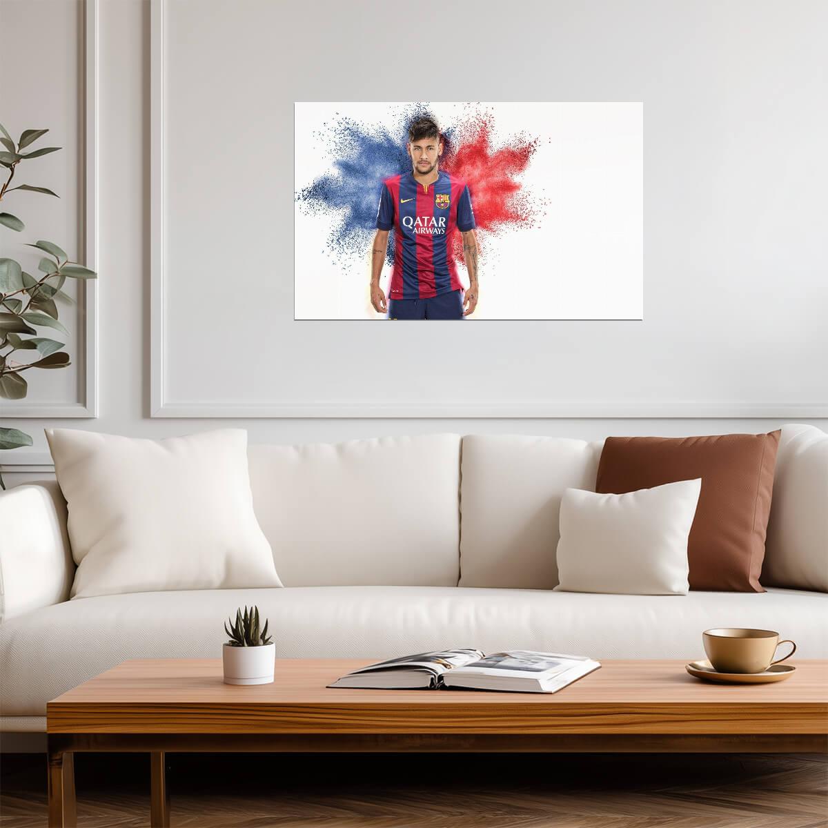 Neymar Jr FC Barcelona Kit | Soccer Poster | Blaugrana Fan Gift - Sports Poster