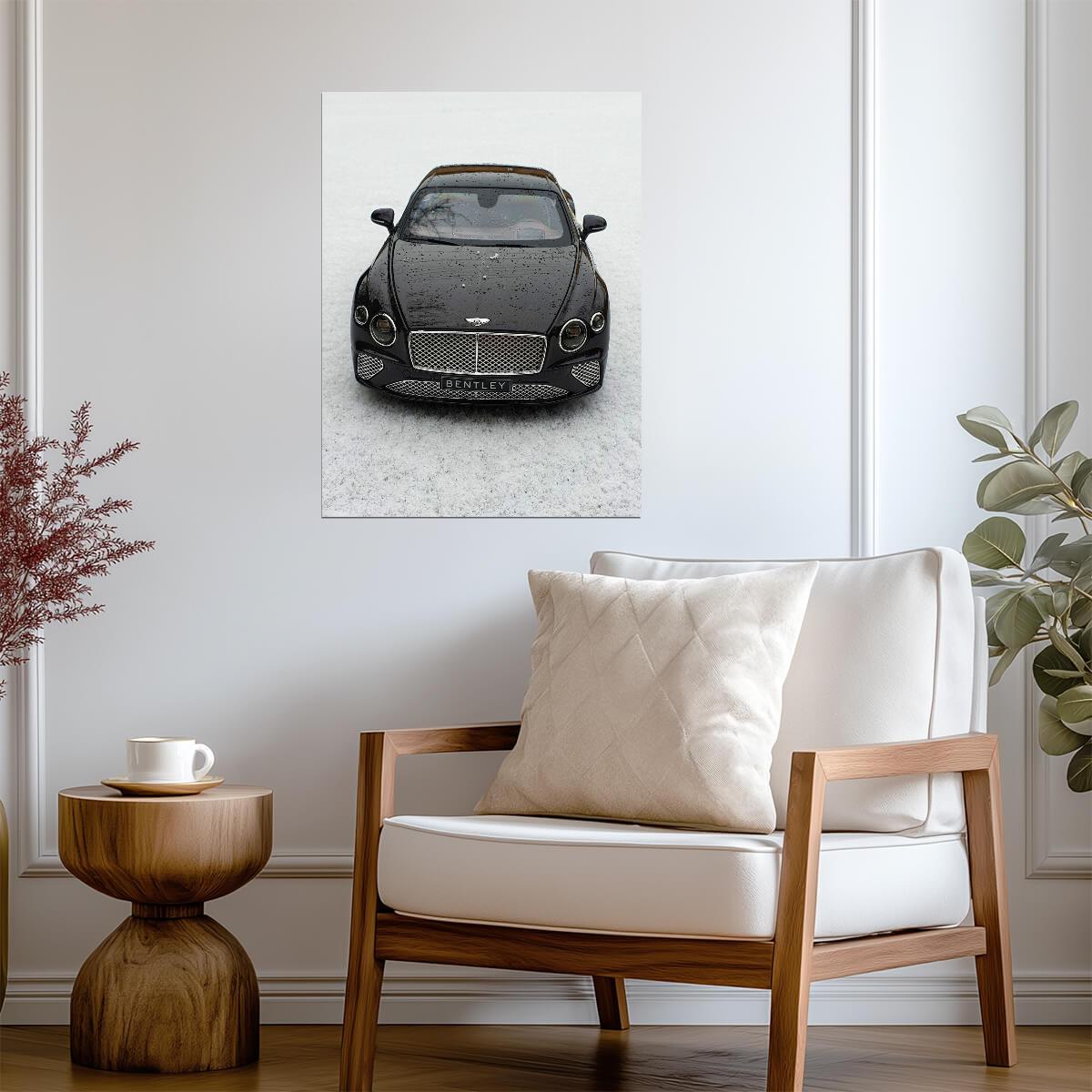 Bentley Continental GT 3rd Gen | Luxury Grand Tourer Poster | Black Coupe in Snow Photography - Cars Poster