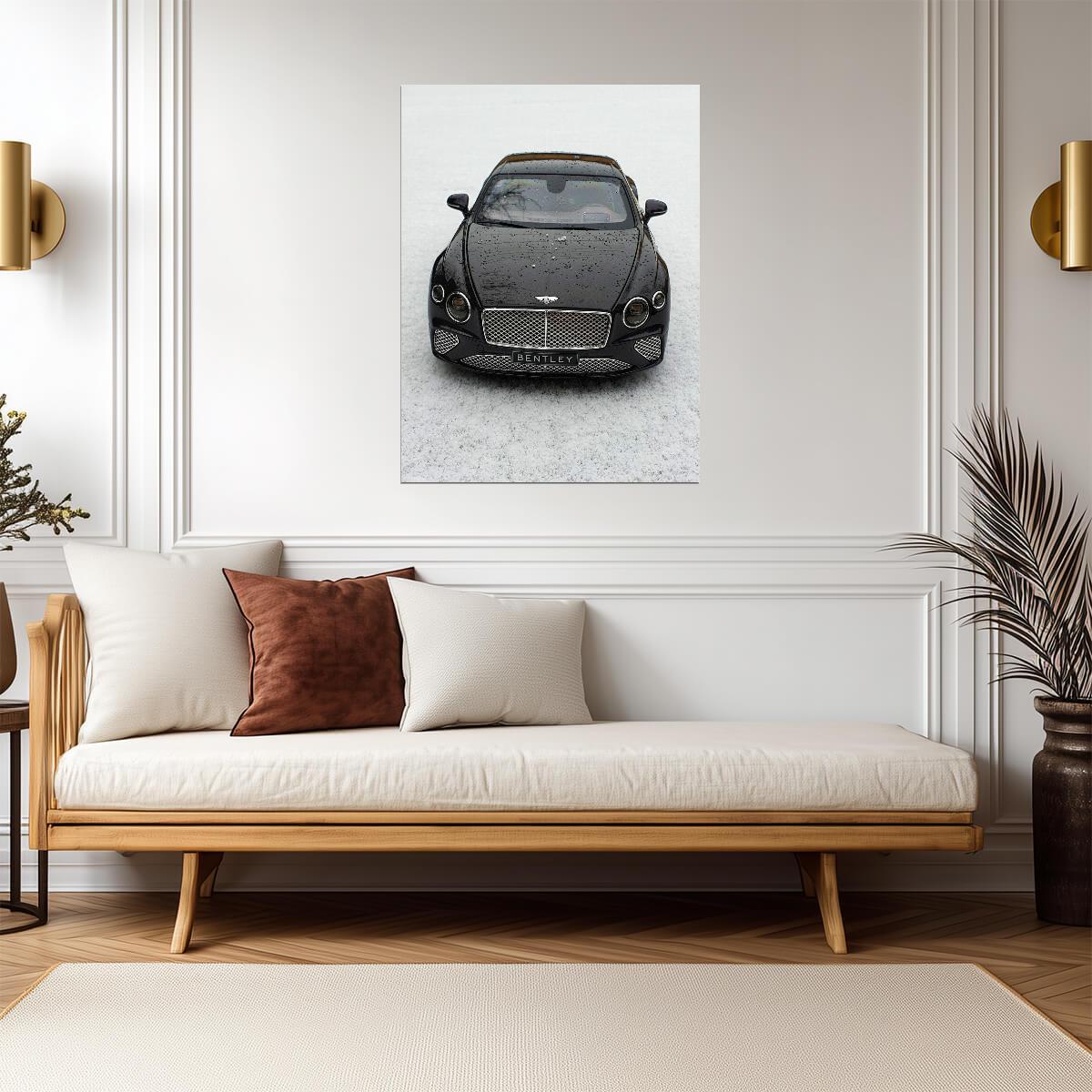 Bentley Continental GT 3rd Gen | Luxury Grand Tourer Poster | Black Coupe in Snow Photography - Cars Poster