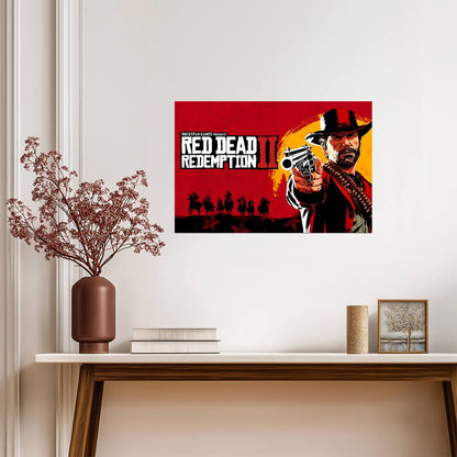 Red Dead Redemption 2 Arthur Morgan Cover Art | Western Video Game Poster | Gaming Room Decor - Video Games Poster