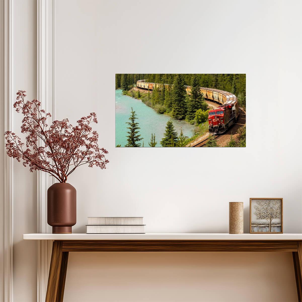 Canadian Pacific Freight Train | Locomotive Photography Poster | Train Through Banff National Park - Cars Poster